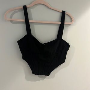 shein black front tie corset top size medium